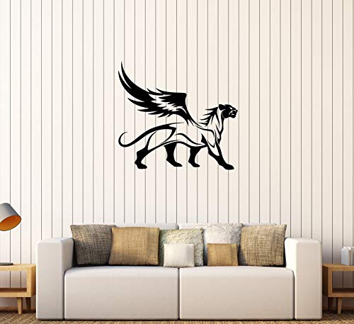 Designtorefine Wall Decal Panther Leopard Jaguar Wings Animal Wild Cat Griffin Vinyl Sticker Unique Gift Large Decor (Ed614) Black #TOP23