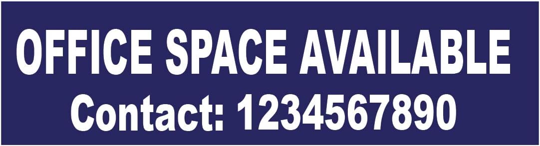 Office Space Available 3mm Sign Board with Custom Contact Number Home Land Office Building Plot Signage Business (15w X 4h inch)