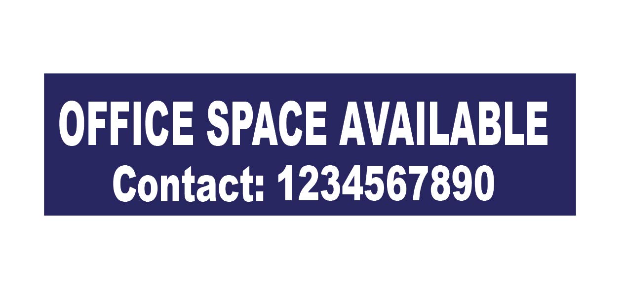SIGN EVER™ Office Space Available 3mm Sign Board with Custom Contact Number Home Land Office Building Plot Signage Business (15w X 4h inch)