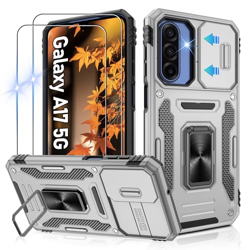 Coque Samsung A17 5G Jshru antichoc avec cache caméra coulissant gris