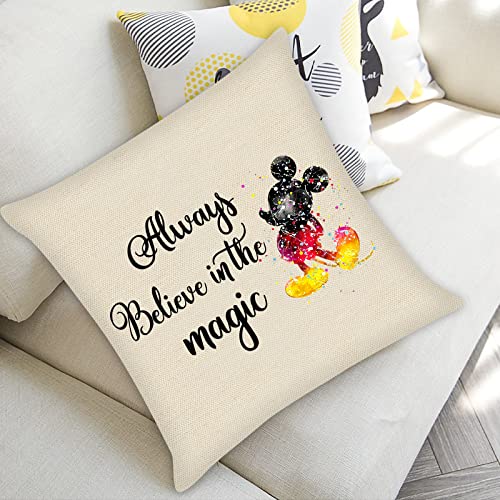 Cute Mouse Merch Throw Pillow Covers Allways Believe In The Magic Gifts Pillow Case Anime Cartoon Couch Pillow Cover For Living Room Bedroom Home For Couch Couch Bed Car (Mouse Pillowcase) #TOP5