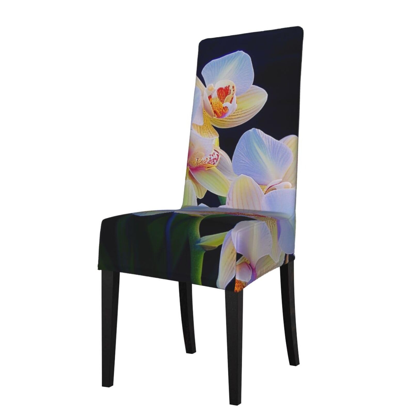 WPKJU Orchids Print Print Dining Chair Covers Removable Chair Seat Covers Decorative for Kitchen & Bar Stools