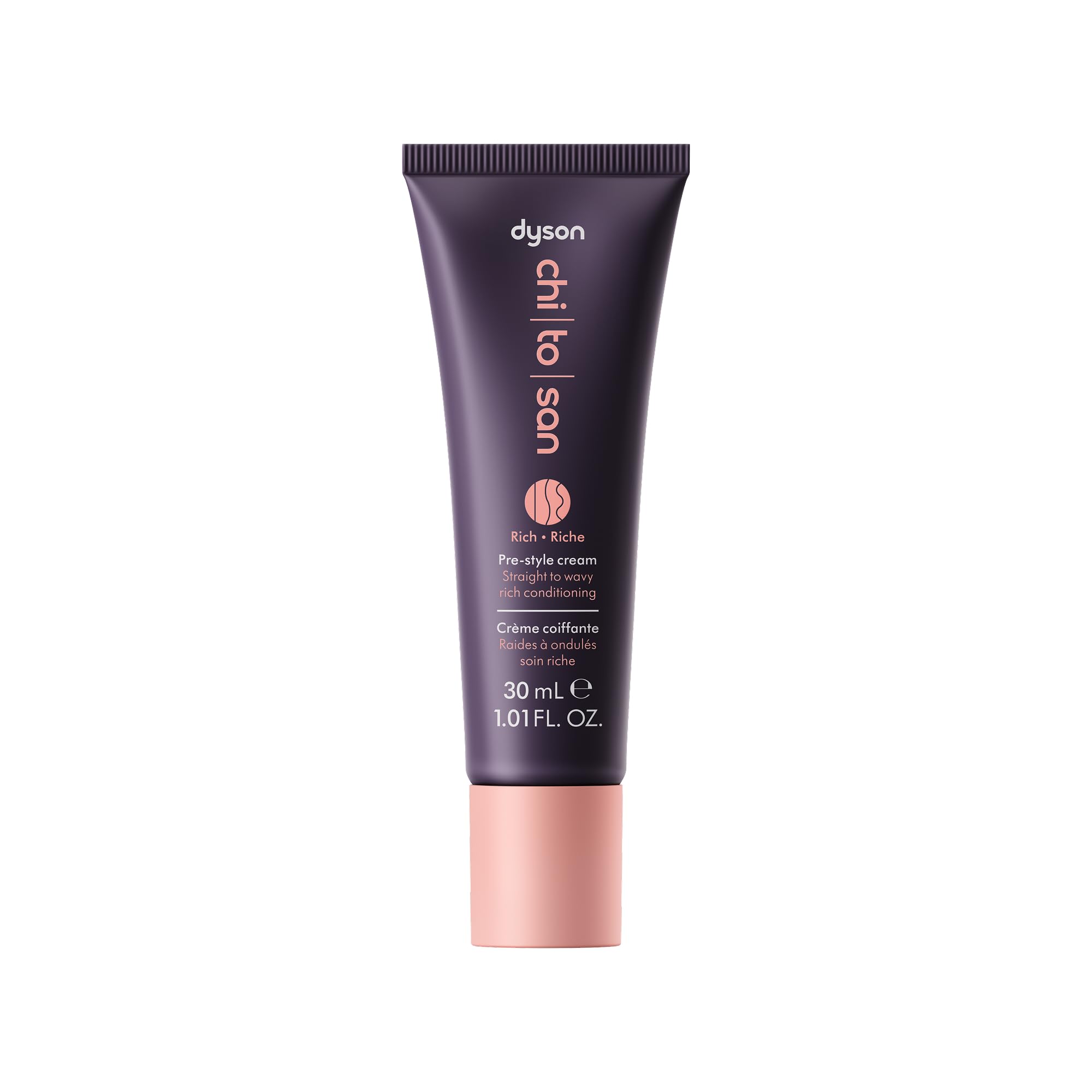 DysonChitosan™ Pre-style cream travel mini, Straight to wavy, Rich conditioning, 30mL