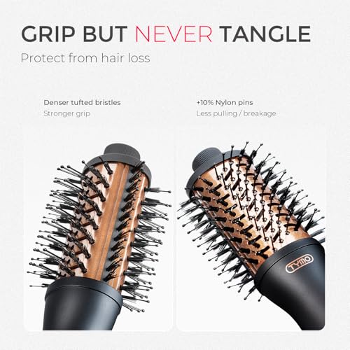 Image of TYMO 2.0 Hair Blow Dryer Brush - AIRBEAM MINI Blowout Hot Air Brush, One Step Volumizer, 2 Inch Oval Barrel Curling Styler, 3X Faster Drying, 0.6 lb Lightweight, Straightener Curling in One, Black
