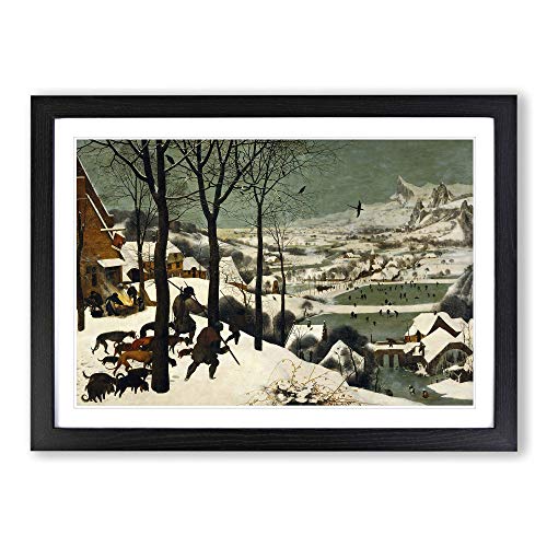 Pieter Bruegel The Elder Hunters in The Snow Framed Print | A2 Black Framed Wall Art | Ready to Hang | Modern Landscape Picture | Living Room Bedroom Lounge Office