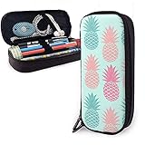 Größe: 1,5 x 3,5 x 8 Zoll. Bunte Ananas PU Leder Beutel Aufbewahrungsbeutel Tragbare Student Bleistift Büro Schreibwaren Tasche Reißverschluss Geldbörsen Make-up