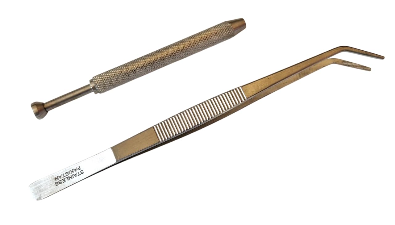 2pcs Piercing Ball Grabber Tool, Stainless Steel Jeweler's Pick Up Tool, 4 Prong Diamond Claw Tweezers Pearl Grabber Pick Up Tool for Tiny Objects