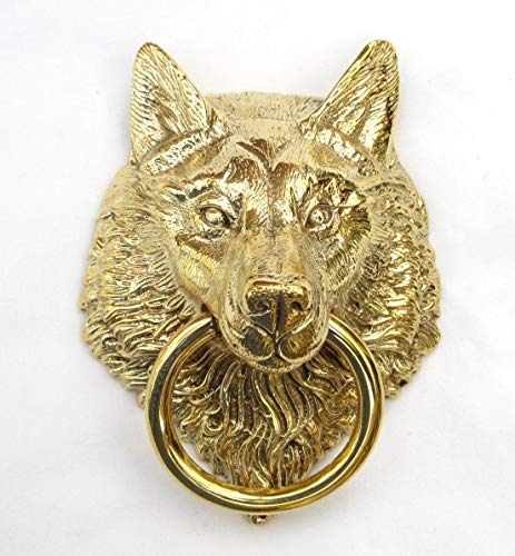 Castelion® Solid Brass Wolf Door Knocker 16cm (6.3") - Image 2
