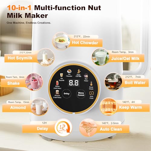 34oz Nut Milk Maker, 10 in 1 Automatic Nut Milk Maker | 304 stainless steel inner container with 10 Blades,Almond Milk Machine,Plant Based Milks Homemade Oat,Chowder,Juice - image 2