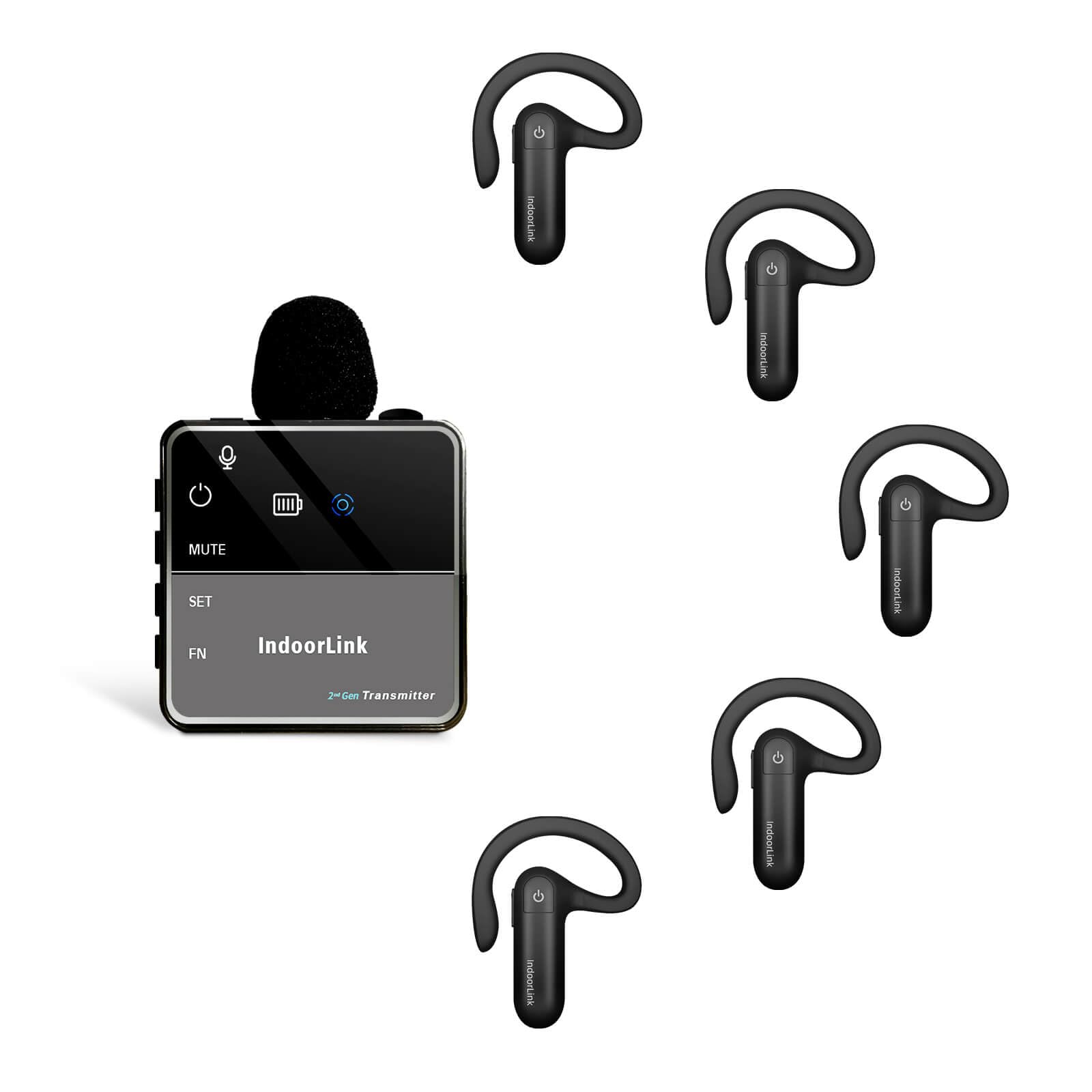 IndoorLink Lavalier Wireless Tour Guide System, Tour Guide Audio System, Noise Reduction, Whisper Wireless Tour Guide Headsets Set for Churches, Factory Visit, Museum Visit, Exhibition, Court. (1T5R)