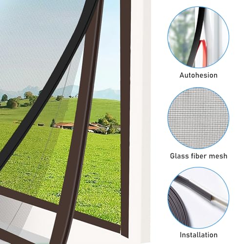 Fliegengitter Fenster Magnet, Diy Insektenschutz Magnetfenster 130X120cm, Zuschneidbar Bis, Fliegengitter Für Fenster Magnet, Diy Insektenschutz Fenster, Magnet Rahmen Für Fliegengitter Fenster