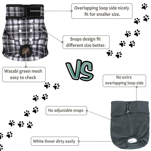 Windeln für Hündinnen – wiederverwendbare Premium-Windeln für Hunde bei Hitze – sehr saugfähig bei Haustierinkontinenz mit verstellbaren Druckknöpfen, Schwarz, Größe S