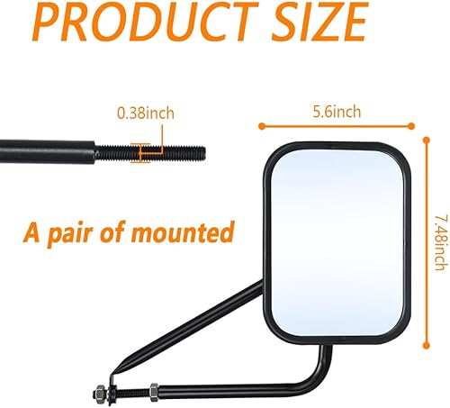 Miniatura 2 de Paquete de 2 espejos retrovisores para puertas  Espejos laterales convexos ajustables compatibles con espejos laterales Jeep con puertas apagadas