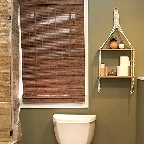 Macrame Bamboo Sea Glass Hanging Shelf For Wall - 2 Tier With Beads - Unique Woven Boho Home Organizer Decor, Floating Storage For Small Plants, Handmade Cotton Rope For Bedroom, Living Room, Bathroom #TOP1