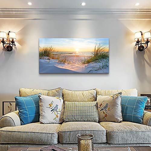 Mhartk66 MH112-50+100 Wall Decorations For Living Room Large Canvas Wall Art For Bedroom Modern Fashion Office Wall Decor Pictures Wall Artwork Blue Sun Beach Grass Ocean Landscape Paintings Canvas Art Prints Home Decor thumb #2