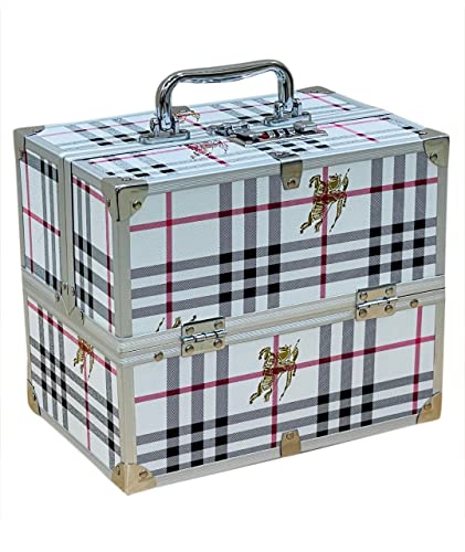 Image of Adson Professional Beauty Women's Makeup Bag, Cosmetic Box, Vanity Case /Box, Trousseau Box, Bridal Jewellery Organiser (Off White)