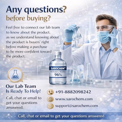 Image of Sarochem Perfumery Alcohol (96% Denatured Ethanol) 125ml = 98g - | Absolutely Neutral Odour | Clear & Colorless Appearance | High Proof | Grain Derived - Premium Perfumery Alcohol for Enhanced Diffusion and Projection | Absolutely free From Methanol | Lab Tested & Reports Available