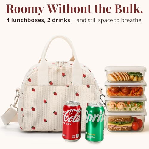 Image of LOVELYWIND Lunch Box for Women Cute Lunch Bags for Women Lunch Tote Bags Reusable Insulated Lunch Box Large Capacity Reusable Insulated Cooler for Work or Travel Gifts or Beach