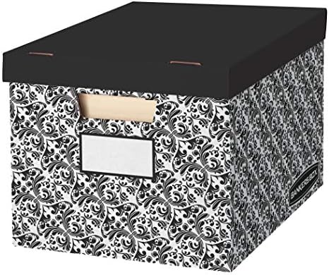 Bankers Box 0035501 Decorative Storage Box with Lids, Black and White, 10 Pack