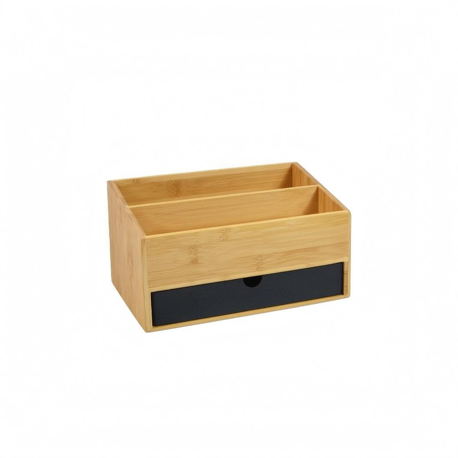 CALANDIS Bamboo Desk Drawer Organizer Open Top Desktop Bamboo Organizer Wood Grain Black Single Layer-picture-29