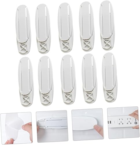 Miniatura 5 de BESPORTBLE 10 pares de soportes de panel de conexión de cable montado en la pared sin perforaciones