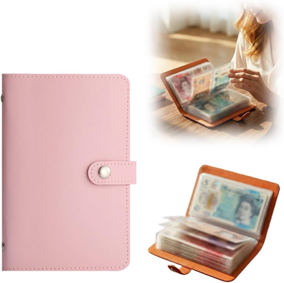 100 Envelopes Money Saving Challenge, Money Saving Wallet Includes Saving Notebook & Binder, Reusable A6 Money Budget Binder or Cash Envelopes, Savings Challenge Both Sides Can be Used (Pink)