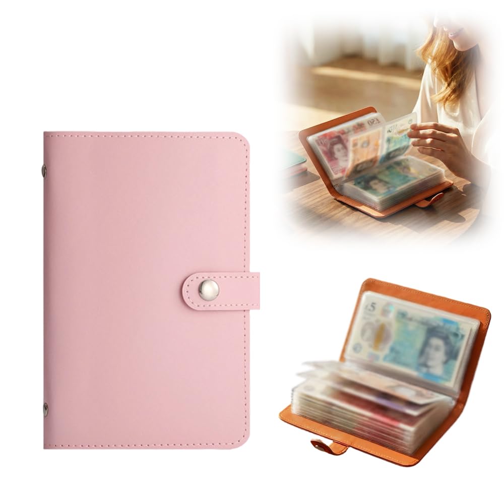 100 Envelope Money Saving Challenge Set, 2026 New Money Saving Wallet, A6 Binder with Magnetic Buckle Savings Notebook Includes Saving Notebook & Binder 50 Pages, Both Sides can be Used (1, Pink)