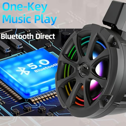 Image of 1200W 6.5 Inch Marine Speakers, Built-in Bluetooth & Amplifier, IPX6 Waterproof Powered Subwoofers, RGB Lights, 2-Way, Independent Remote Control, Boats Audio System for ATVs, UTVs, Jeeps, Golf Cart