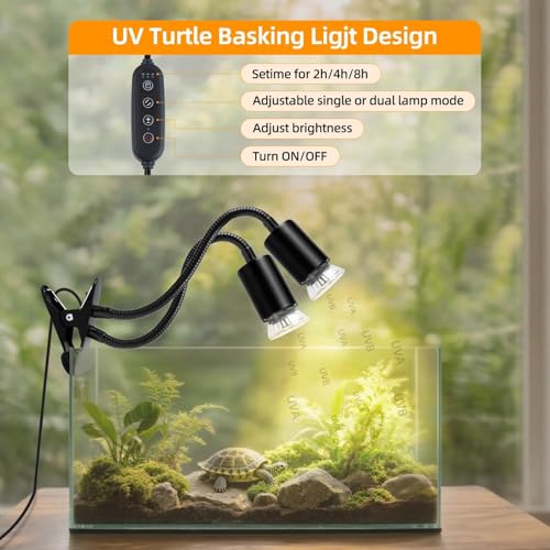 Image of Turtle Basking Light (Cycle Timer), Tortoise Lamp UVA UVB Heat Bulbs -2 Pack 50W+ 2 Pack 25W, 360Rotatable Turtle UVA /UVB Basking Heat Light Bulb for Lizard, Beared Dragon