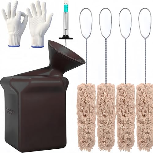 Angled Tire Lube Bucket Kit(Includes 4 Lubricant Brushes),Designed specifically for Coats Center-Post Tire Changers;12.6" Length,1.25 Quart Capacity;the ideal choice for automotive repair tools（Black）