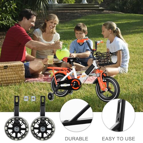Ruedas de Entrenamiento para Bicicleta con Iluminación LED, Ruedas Estabilizadoras de 14 pulgadas en Negro, Soporte de Equilibrio Protector para Mayor Seguridad al Andar en Bicicleta miniatura 6
