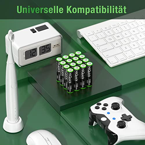 HiQuick Micro AAA Akku, NI-MH 1100mAh wiederaufladbar Batterien, geringe Selbstentladung 1,2V Akku, 16 x Micro AAA – Ansicht 5