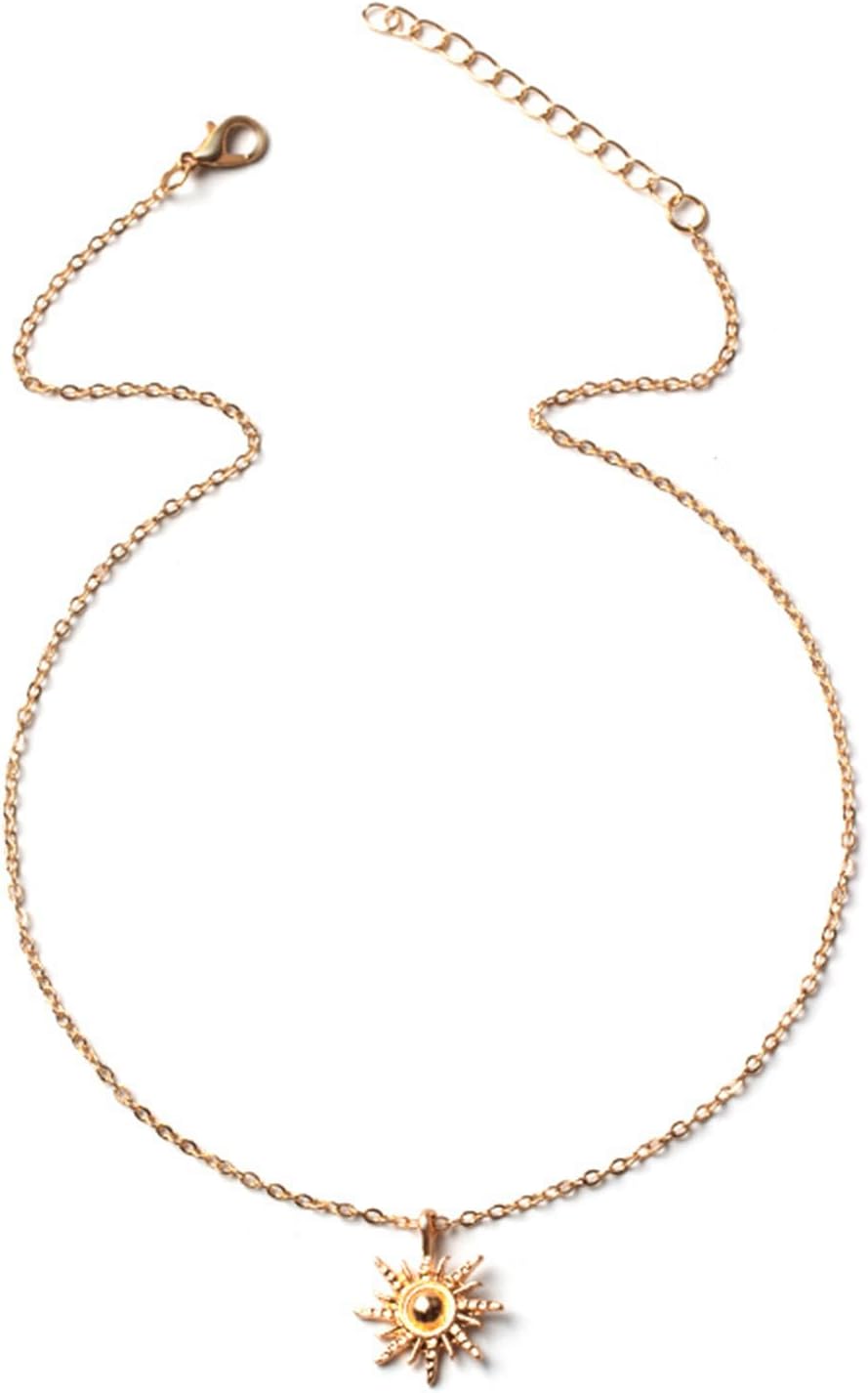 Boho Gold Sunburst Pendant Necklace for Women Adjustable Silver Celestial Sun Choker Necklace Vintage Sunflower Necklace Party Jewelry Accessories - Image 7