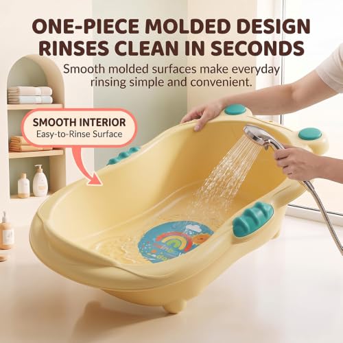 Image of StarAndDaisy Baby Bath Tub for 0-5 Years, Spacious Baby Bathtub with Smooth Rounded Edges, Raised Base, Easy Drain Plug, One-Piece Design, Infant Bath Tub for Newborns & Toddlers