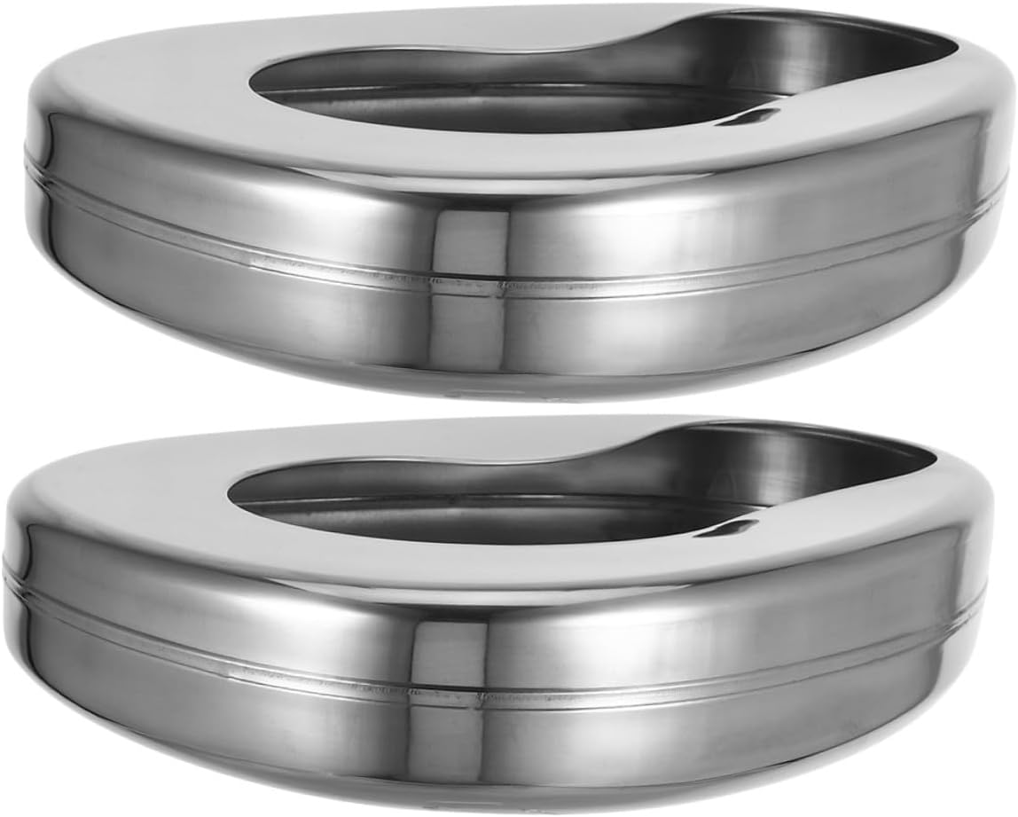 Stainless Steel Bed Pan 2pcs Set Lightweight Metal Bedpans for Bedridden Patients and Elderly Adults Compact Design for Home and Hospital Use