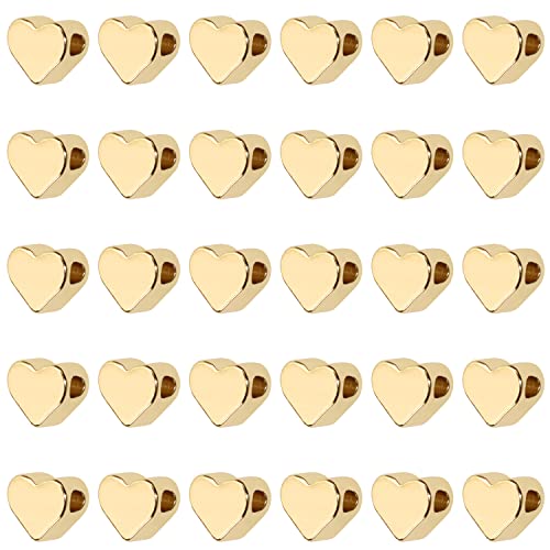 Shapenty 14K Gold Plated Heart Spacer Beads Brass Love Heart Loose Connector Bead Charm For Valentine’s Day Mother’s Day Christmas Ornament Bracelet Necklace Earring Pendant Diy Craft, 30Pcs (6X7Mm) #TOP22