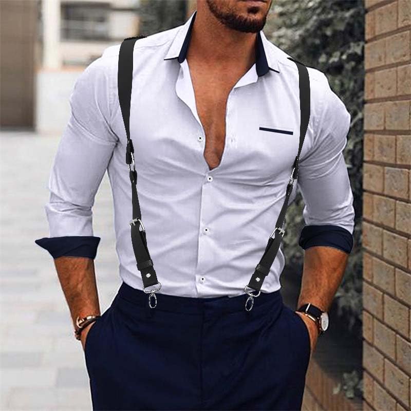 Fstrend Men Leather Suspenders Harness Black Belt Strap Body Accessory3