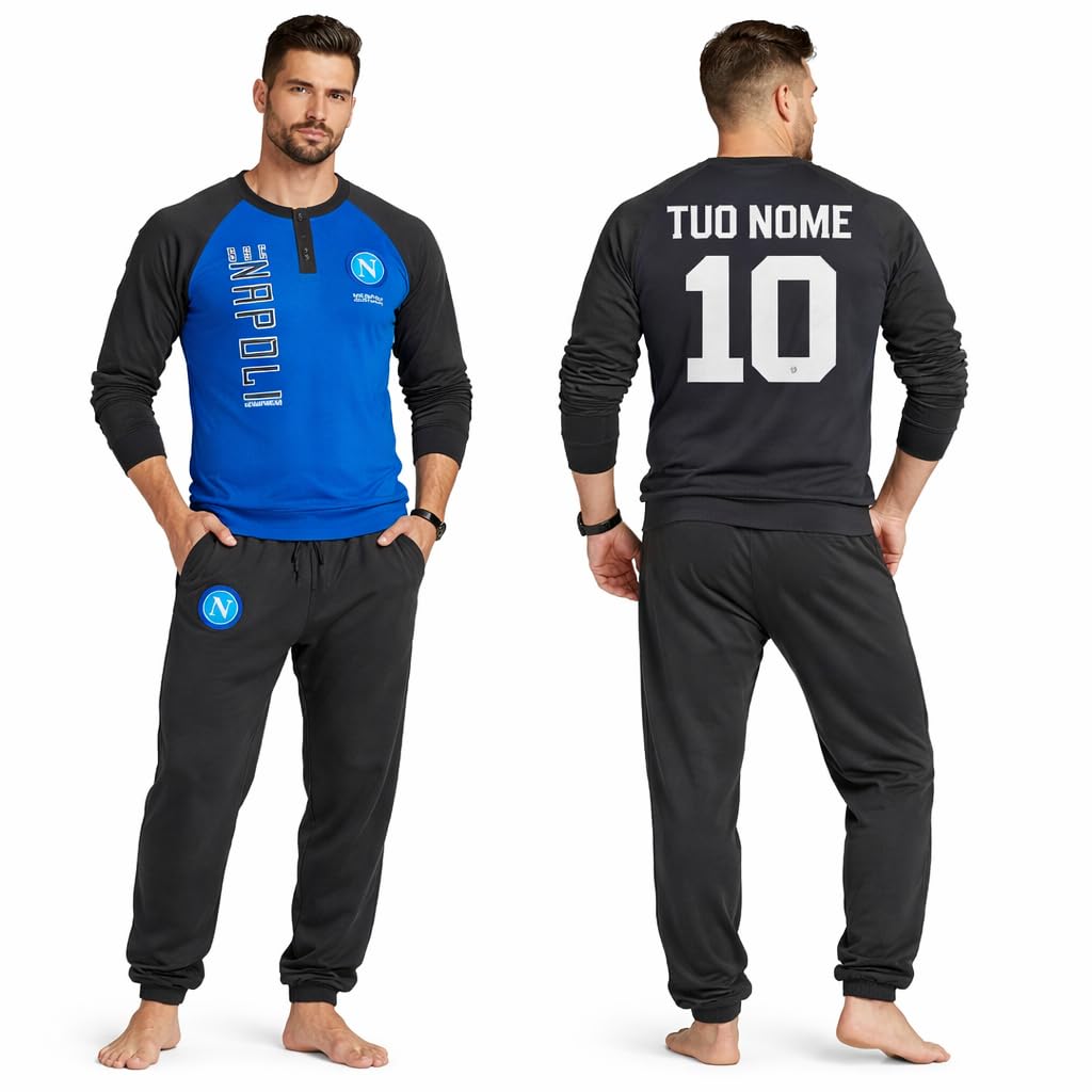 Pigiama Calcio Napoli | Caldo Cotone Interlock Pigiami Ufficiali | Personalizzati con Nome e Numero |Taglie Ragazzo Adulto PS 41416