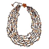 Material: Stoffband Jewel24 Damen Halskette mit Karneol Rauchquarz und Granat 60 cm lang Wasserfall-Collier mehrreihig