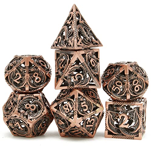 Image of DND Dice Set Metal Dice Dungeons and Dragons Dice Gift Polyhedral Dice Set Role Playing Dice D20 Hollow Polyhedral Dice Set for Dungeons and Dragons RPG MTG Table Games