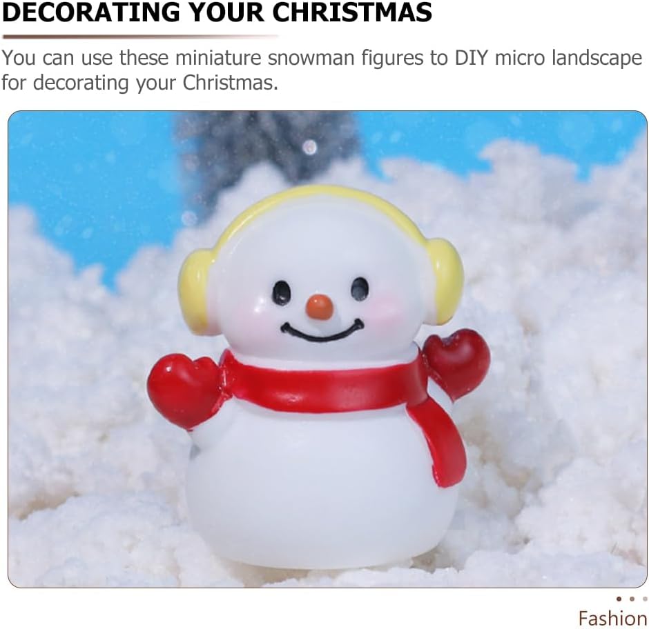 VICASKY 6pcs Miniature Christmas Figurines Mini Snowman Figures for Crafts 6 Assorted Styles Resin Snowmen Micro Landscape Cute Small Snowman Winter Decoration for Christmas Dollhouse Ornament - Image 2