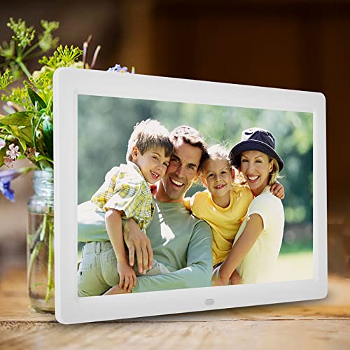 12 Pouces 1280 * 800HD Cadre Photo Numérique Réveil Lecteur de Film Contrôle D'album Facile à Partager des Photos ou des Vidéos (Blanc)