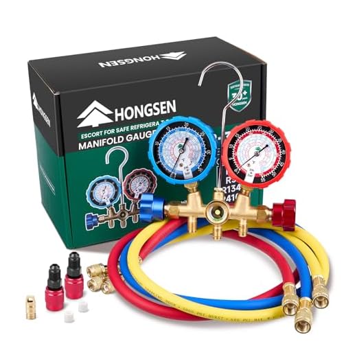 Hongsen Brass HVAC Manifold Gauge Set with Hoses