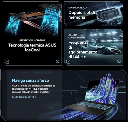 Notebook Gaming, CPU Intel Core 7 240H 5,2 GHz, RAM 32GB DDR5, SSD 1TB NVMe, NVIDIA GeForce RTX 5050 8GB, Display 16" FHD IPS, WiFi 6E, Tastiera Retroilluminata, Win 11 Pro, Portatile QWERTY - Notebook - Immagine 6