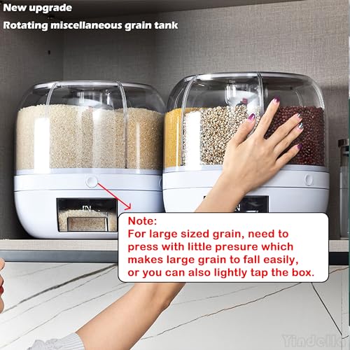 Image of Yindella Big Rice Storage Container Cereal Dispenser for Kitchen Multi 6 Compartment Spice Grain Organizer Bucket Insect & Moisture Proof Sealed Rice Storage Box Rice Jar (Green) (White)