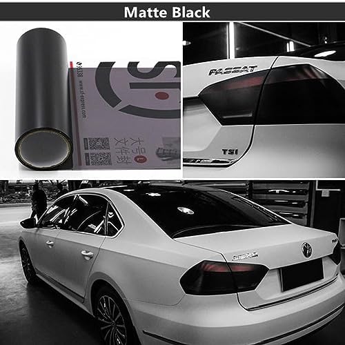 Car Smoke Film Sheets Auto Tinted Cover - Headlight, Brake, Tail & Fog Lights - Matte Black - 30x200CM - 3