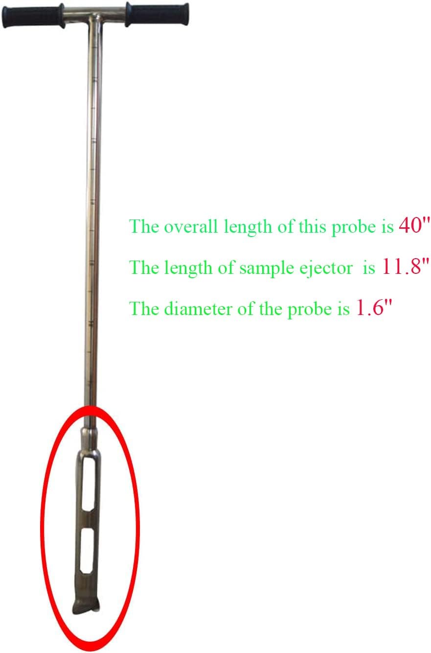 INTBUYING 40'' Soil Sampler Probe Soil Test Probe, 2in Dia 11.8inch Dutch Type Probe and 1.7’’ Dia 9.8inch Twist Type Probe