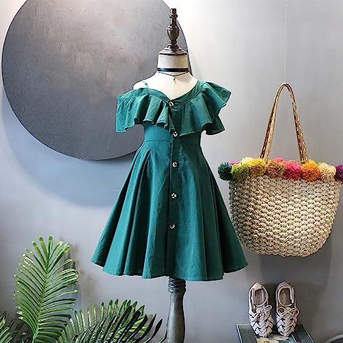 Toddler Kids Summer Dress Sleeveless Strapless Ruffle Buttons Tutu Dress Girl Birthday Wedding Guest Dress4