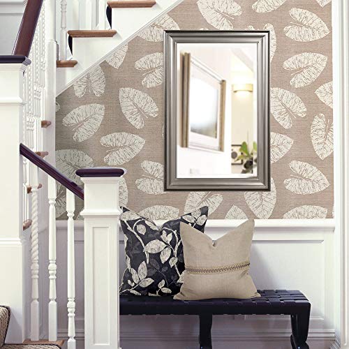 Image of Howard Elliott George Rectangular Glossy Nickel Wall Mirror, Rectangle Hanging Wood Framed Vanity Mirrors for Home Decor, Living Room, Bathroom, Bedroom, or Hallway, 24 x 36 Inch
