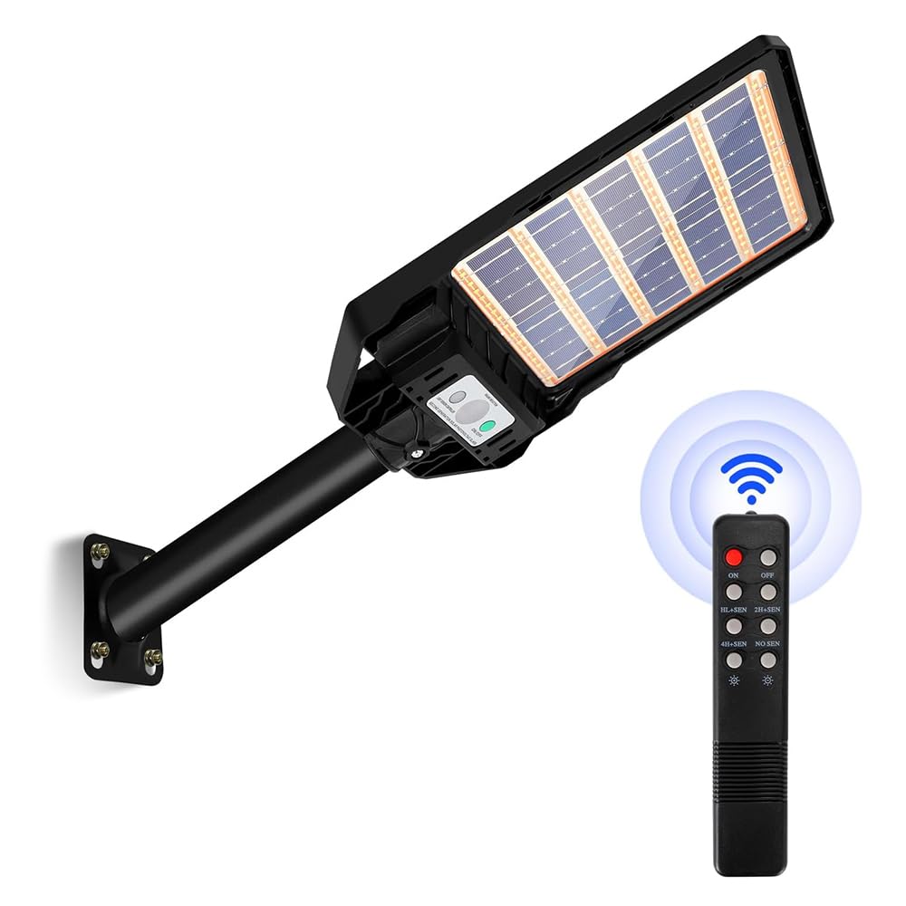 Farola solar led 200W alto rendimiento gran luminosidad. Foco automático con sensor 4 funciones